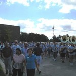 faculty and band reach their lunch area